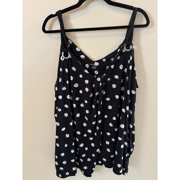 Lane Bryant Tank Top Women 22/24 White Black Polka Dot Knit Polyester Sleeveless - Picture 1 of 4